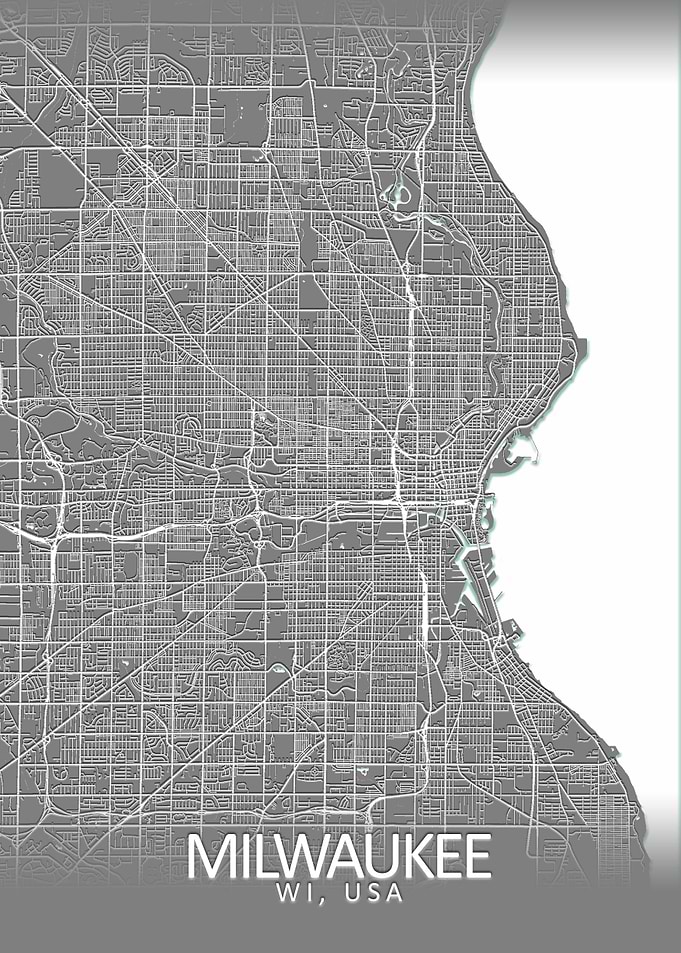 Milwaukee Grey City Map