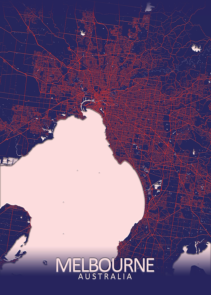 Melbourne Blue City Map