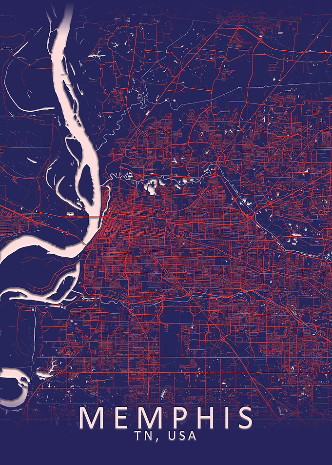 Memphis Dark Blue City Map