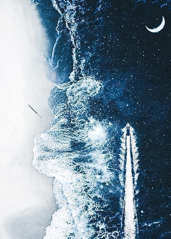 Starry Ocean Moon Night