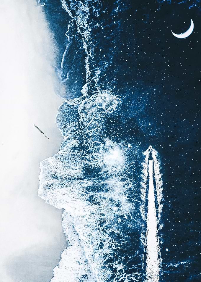 Starry Ocean Moon Night