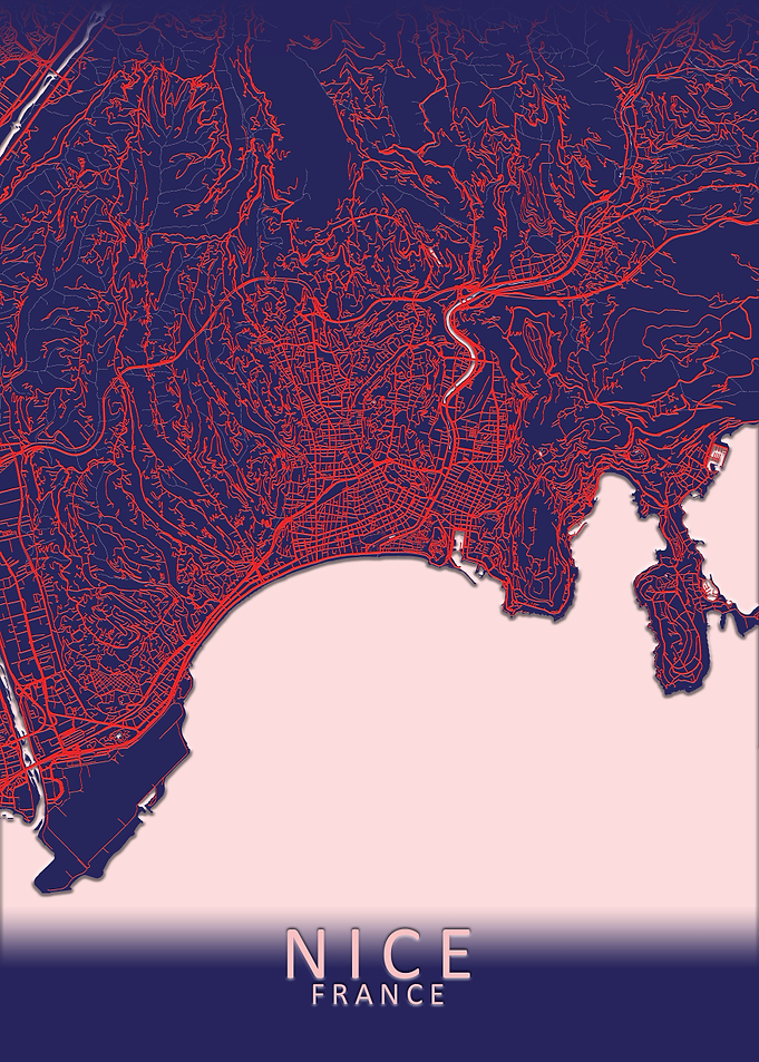 Nice Dark Blue City Map