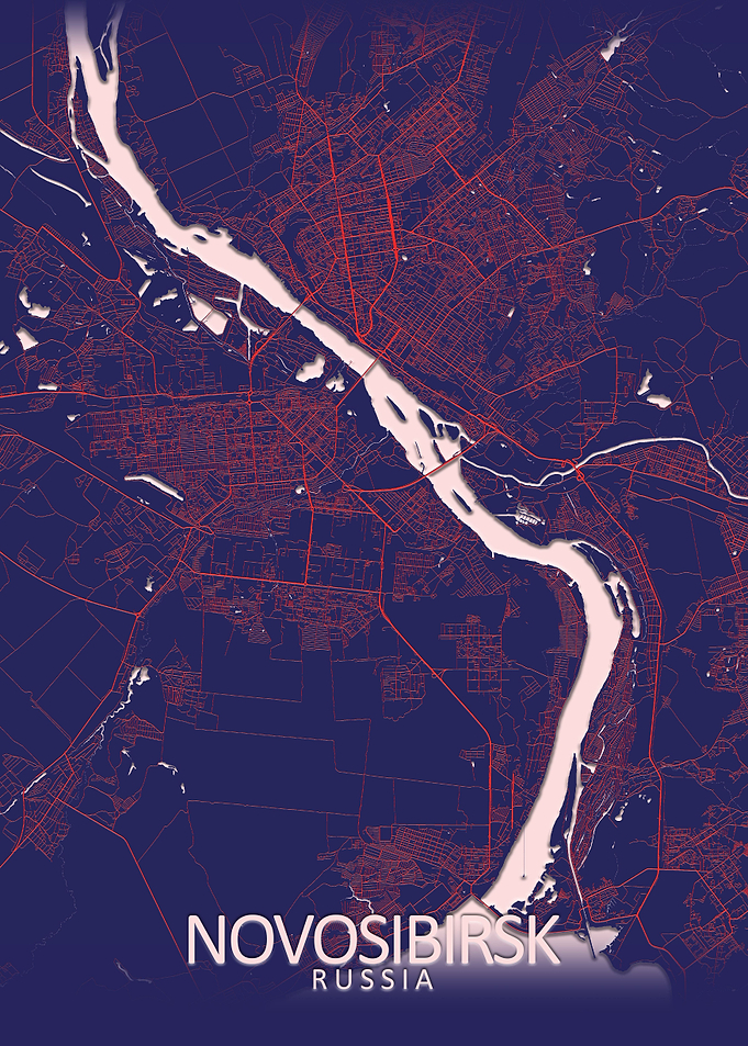 Novosibirsk Dark Blue Map