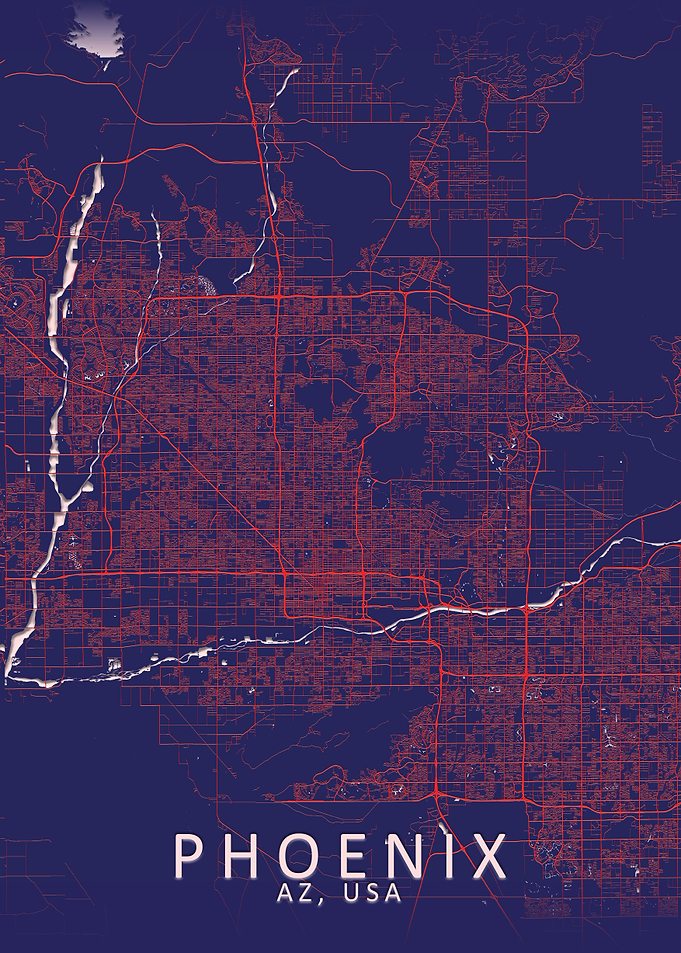 Phoenix Dark Blue City Map