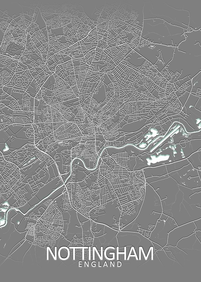 Nottingham Grey City Map