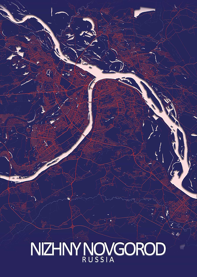 Nizhny Dark Blue City Map
