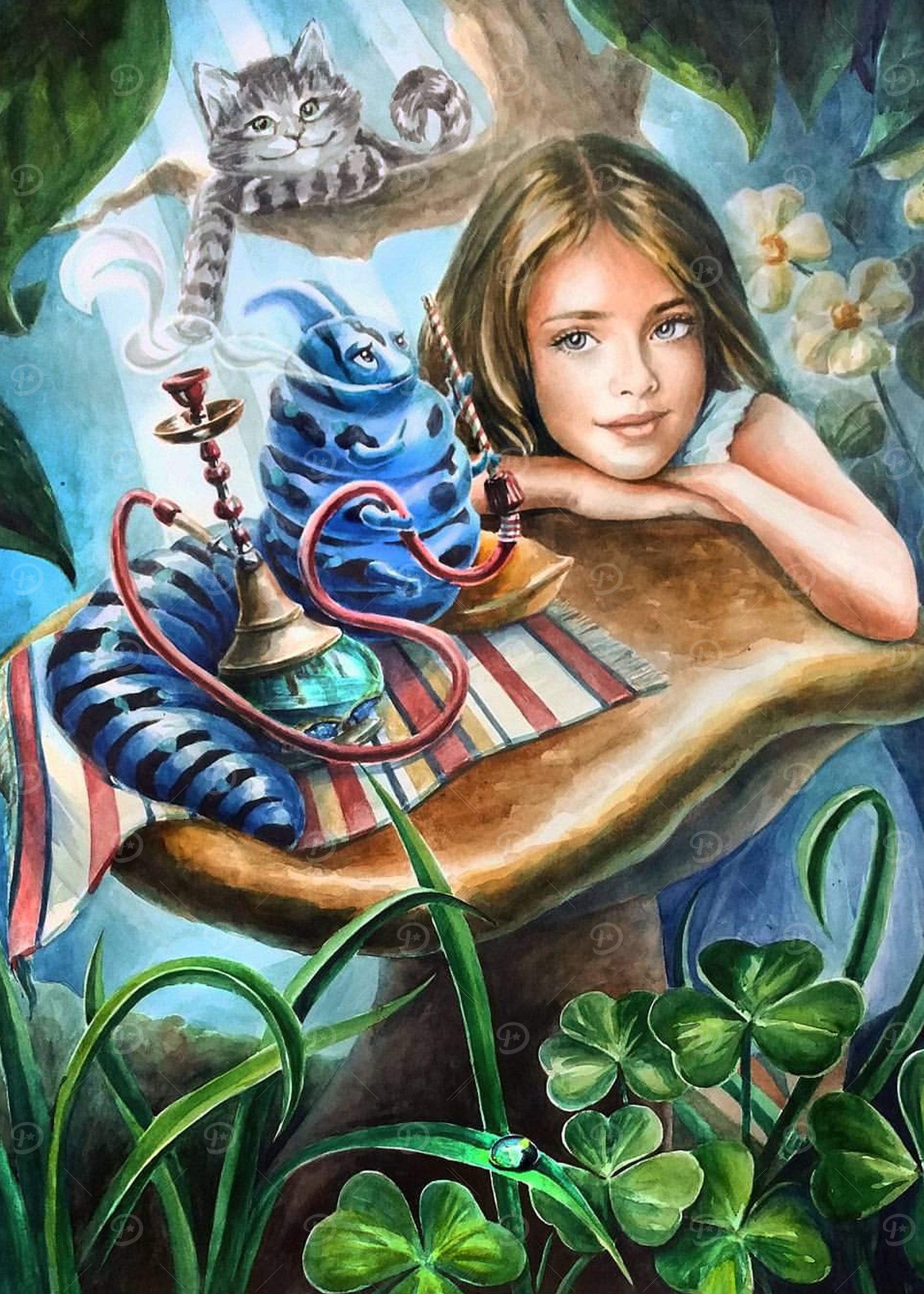 Alice and blue caterpillar