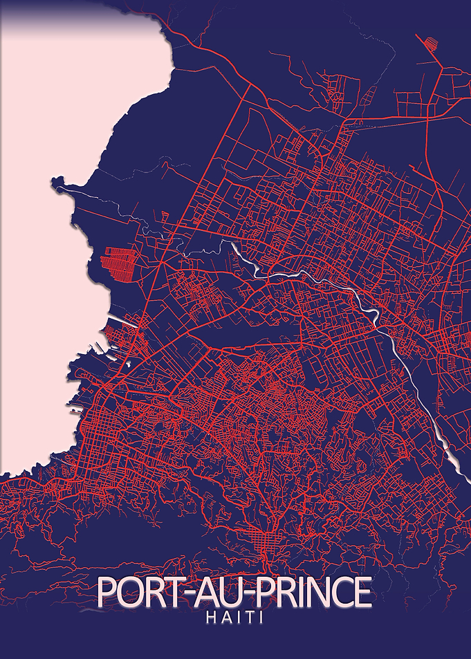 Port au Prince Blue Map