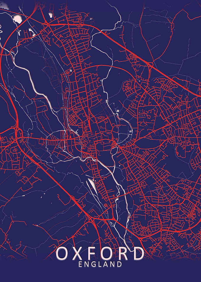 Oxford Dark Blue City Map