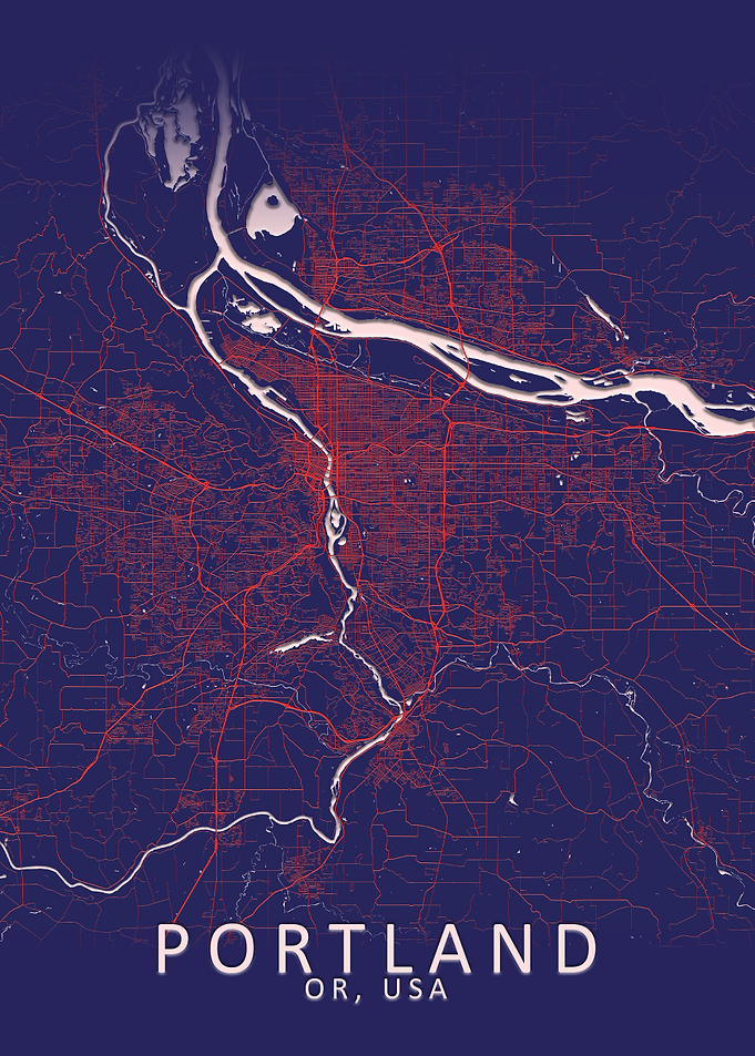 Portland Dark Blue CityMap