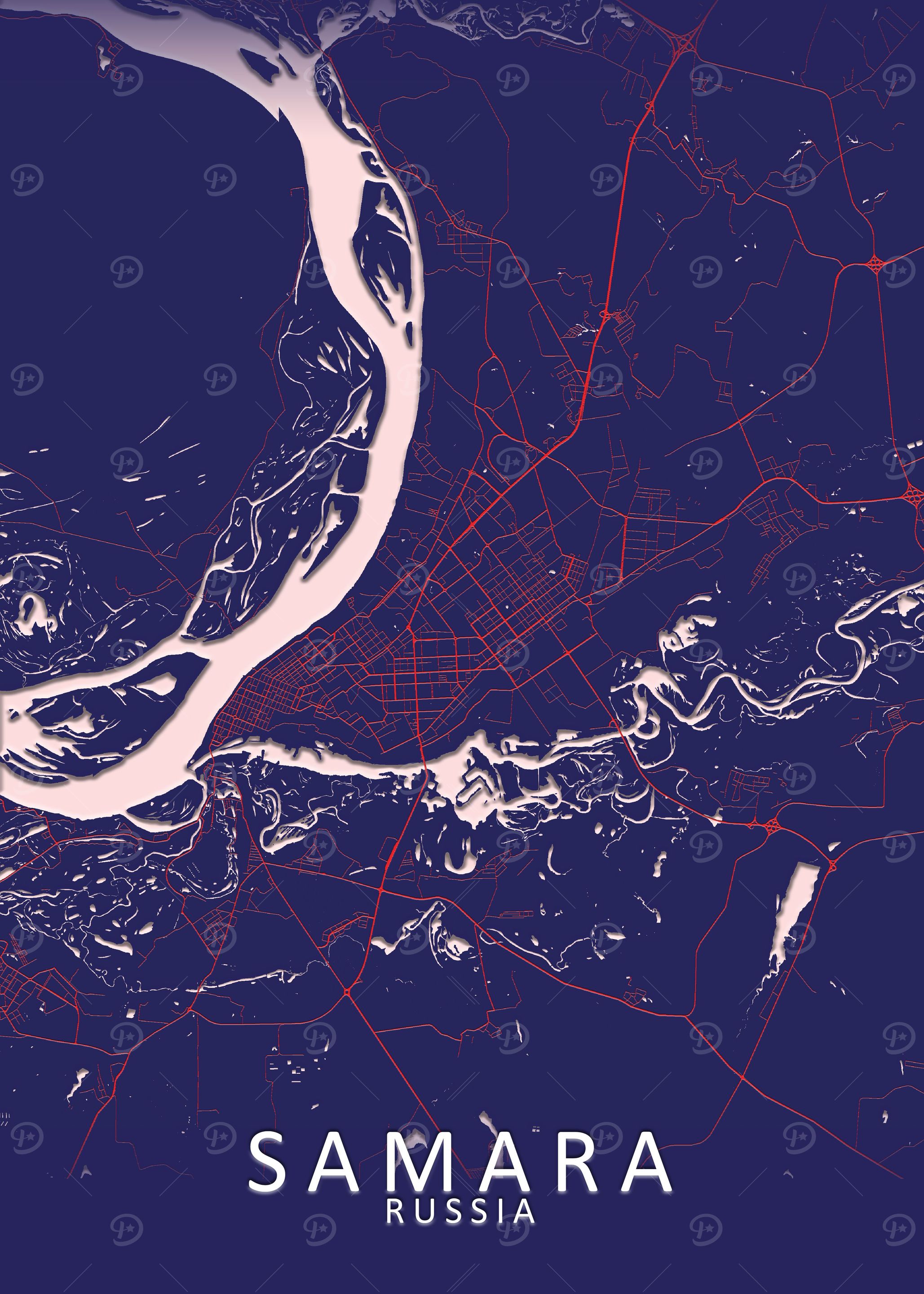 Samara Dark Blue City Map