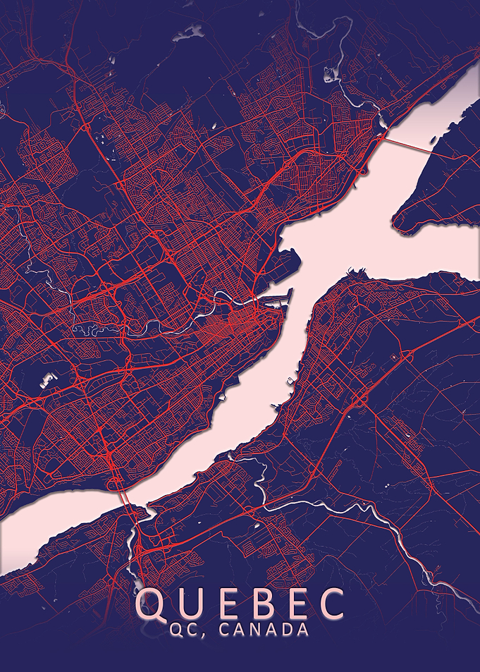 Quebec Dark Blue City Map