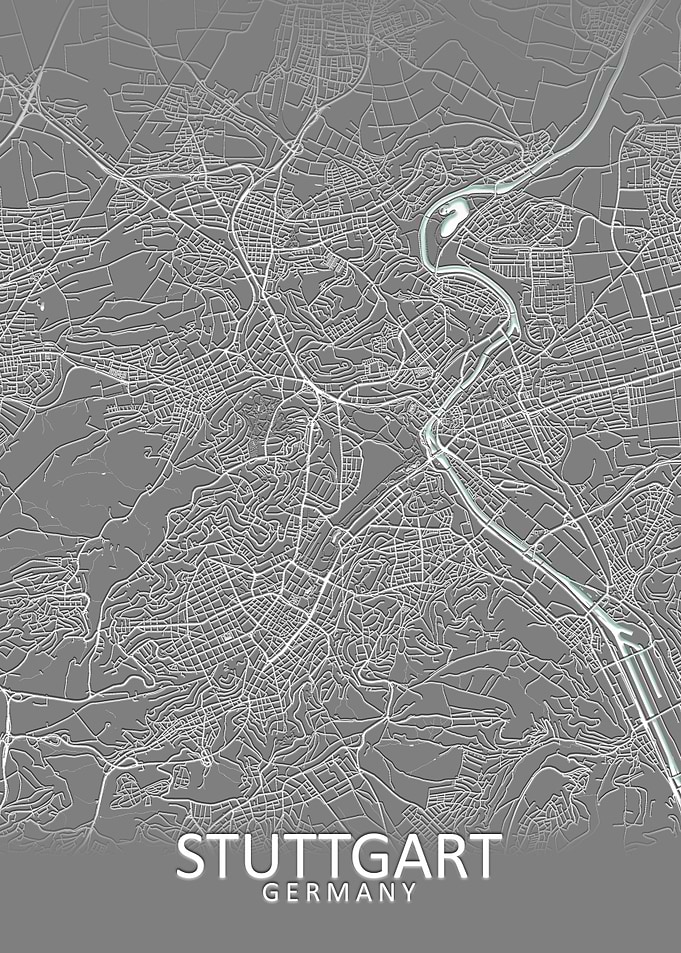 Stuttgart Grey City Map