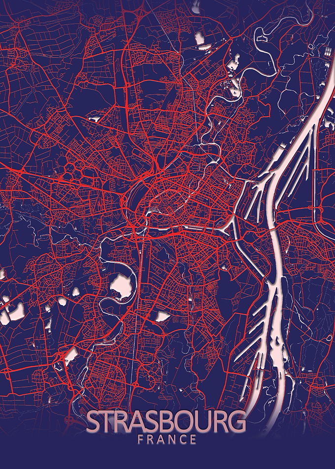 Strasbourg Dark Blue Map