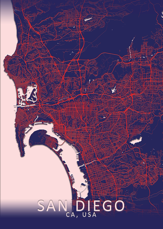 San Diego Dark Blue Map