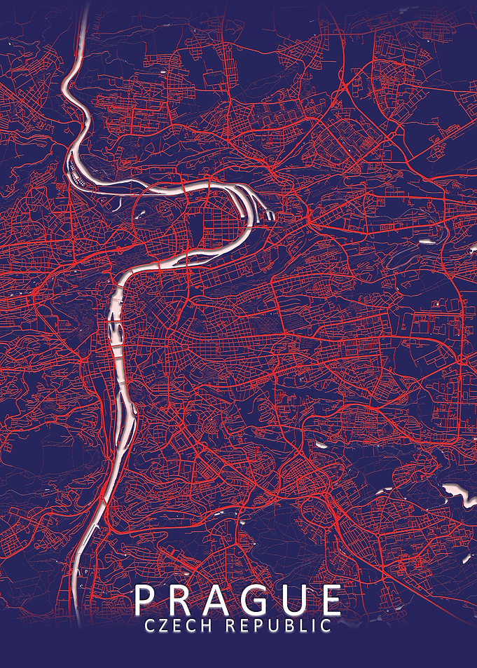 Prague Dark Blue city Map