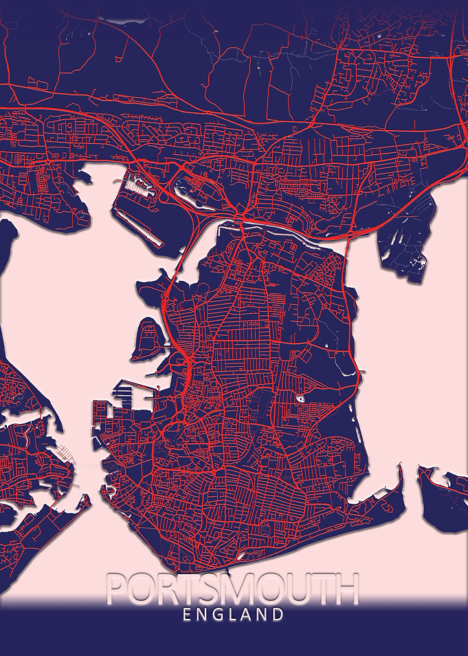 Portsmouth Dark Blue Map