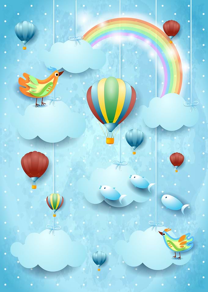 Surreal sky and balloon