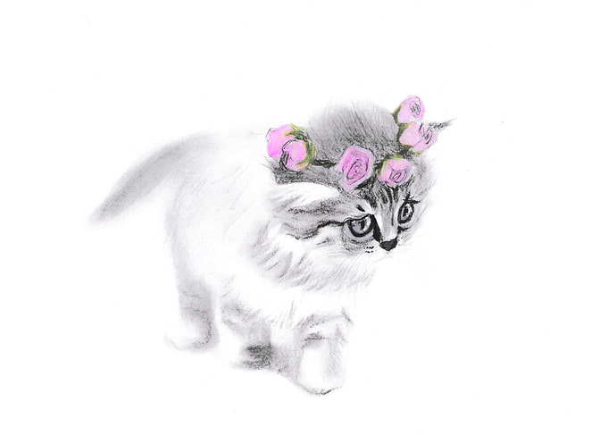 floral halo on a fur ball