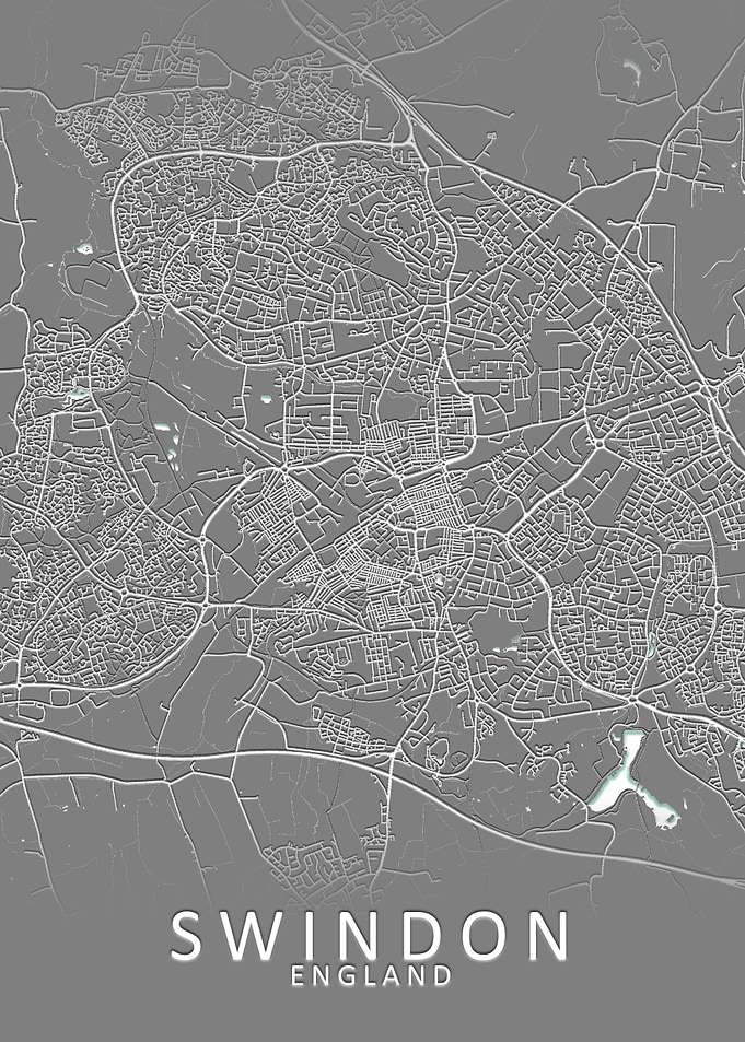 Swindon Grey City Map
