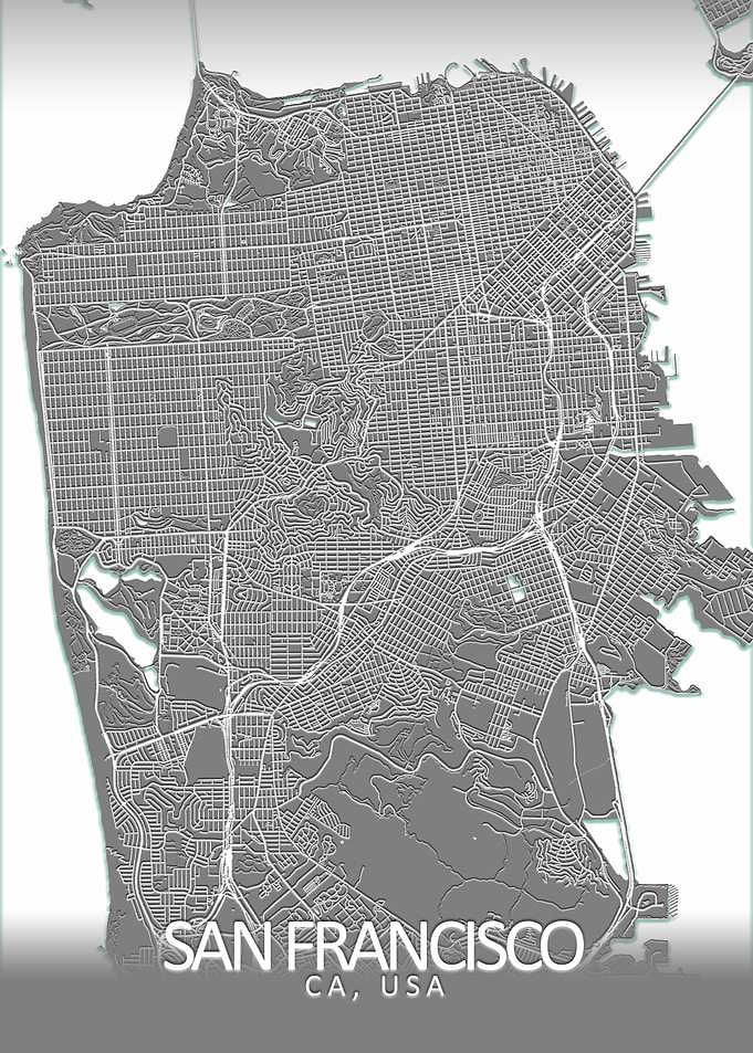 San Francisco Grey CityMap