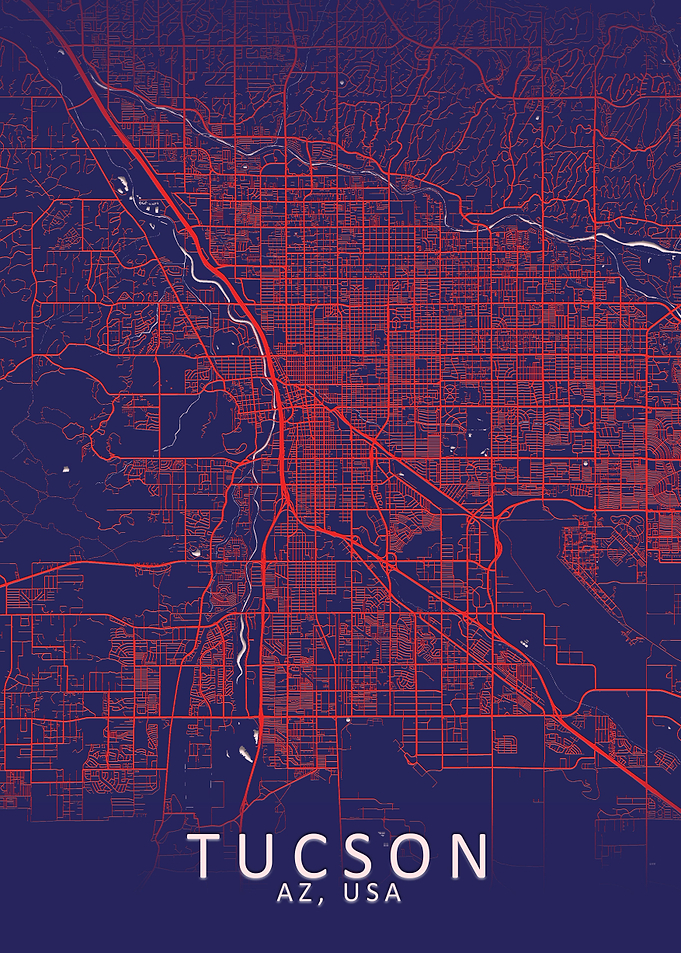 Tucson Dark Blue City Map