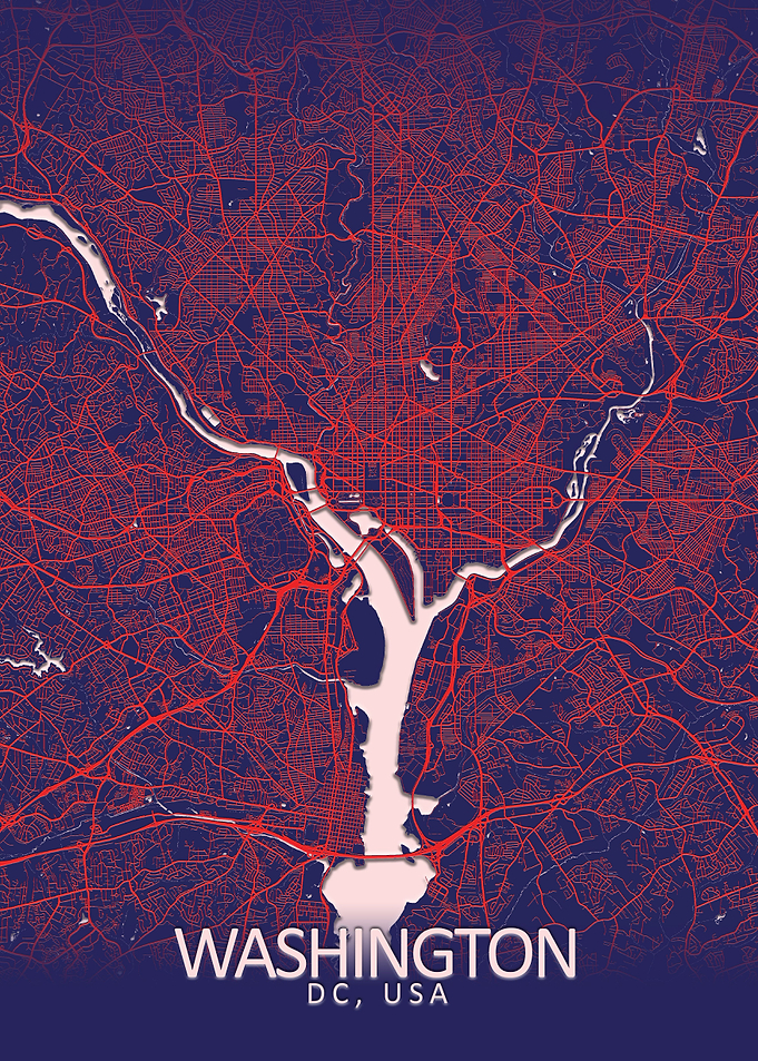 Washington Dark Blue Map