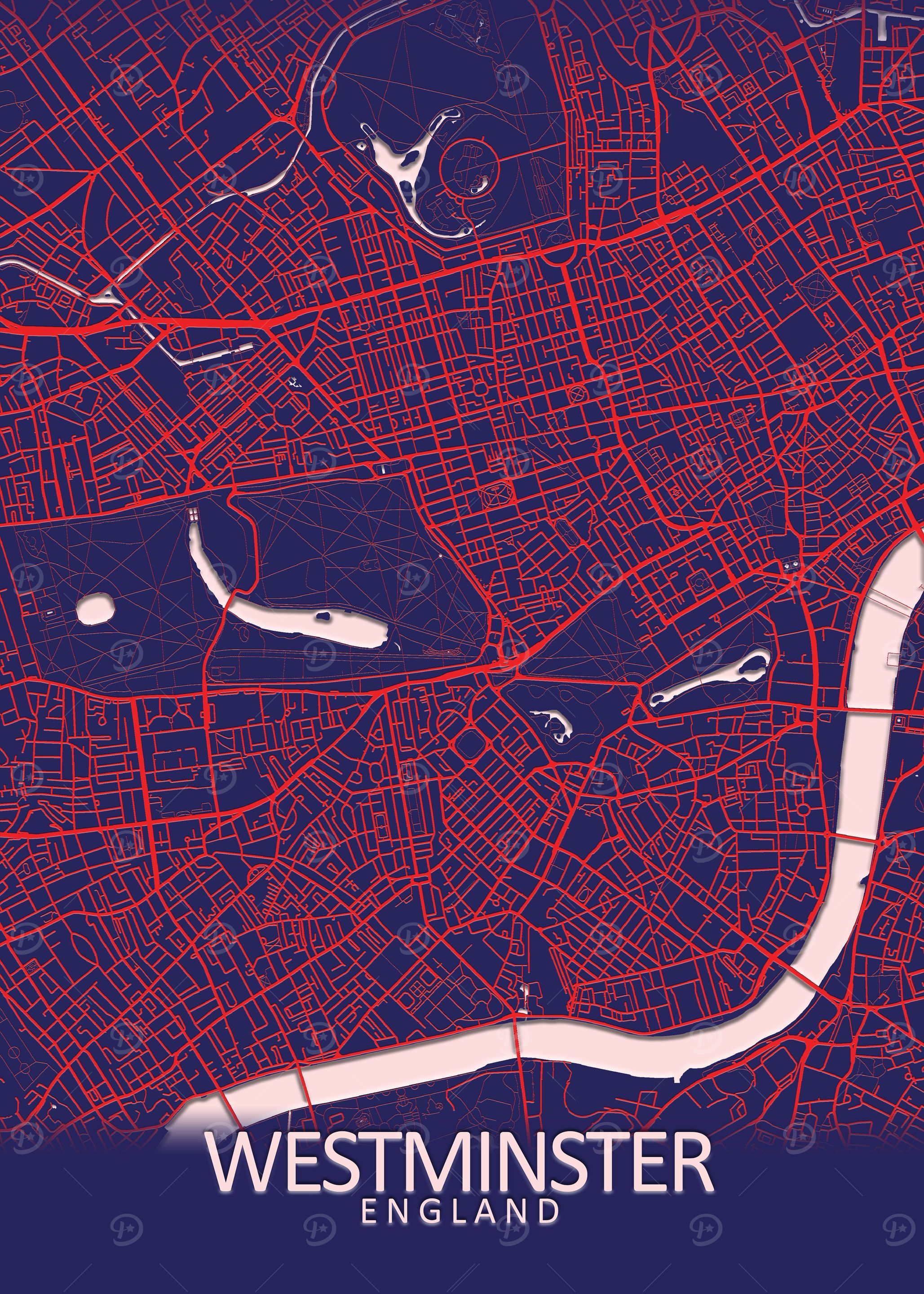Westminster Dark Blue Map
