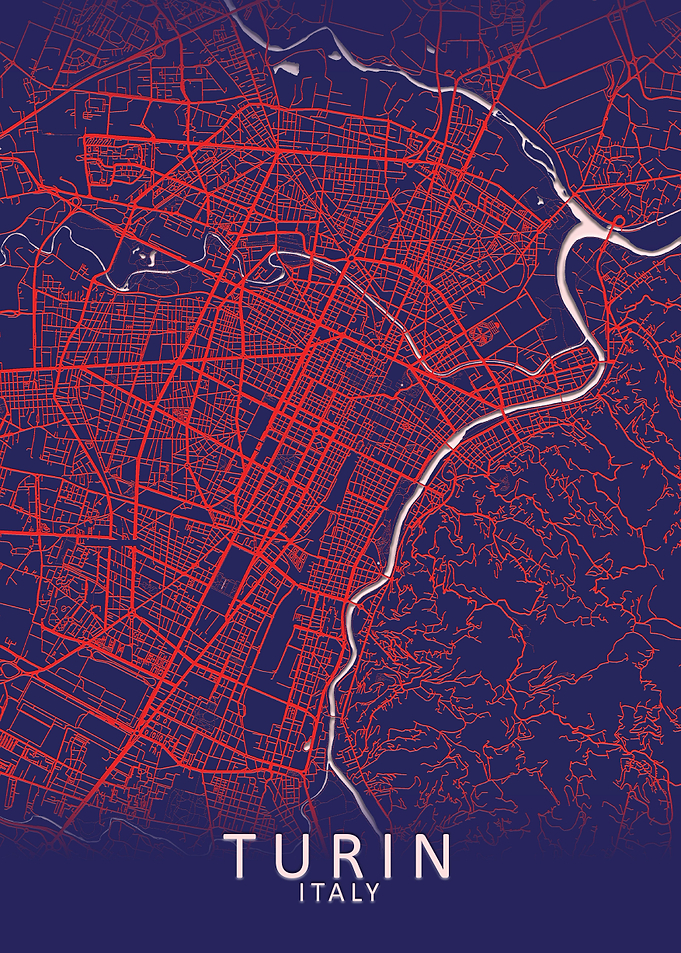 Turin Dark Blue City Map