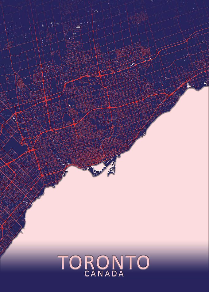 Toronto Dark Blue City Map