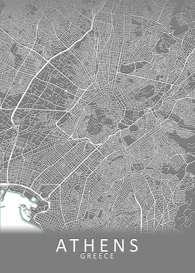 Athens Grey City Map