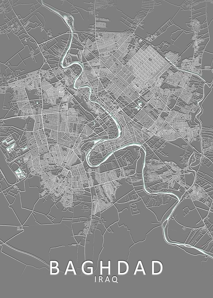 Baghdad Grey City Map