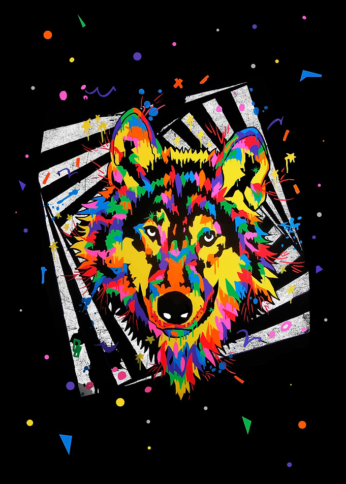 psychedelic wolf