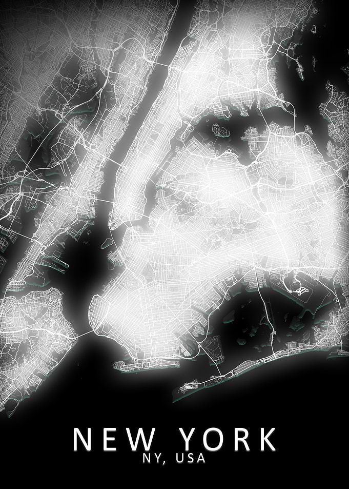 New York LED Glow City Map