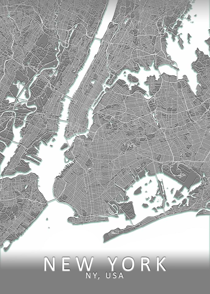 New York Grey City Map