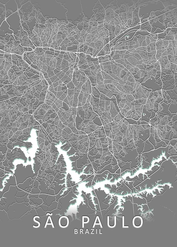 Sao Paulo Grey City Map