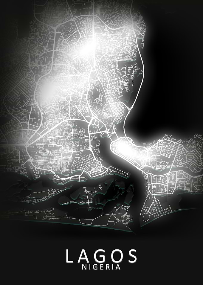 Lagos LED Glow City Map