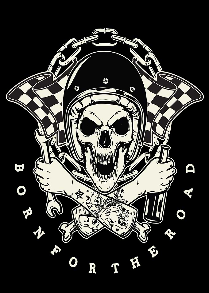 Born For The Road Skull