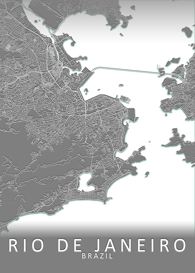 Rio de Janeiro Grey Map