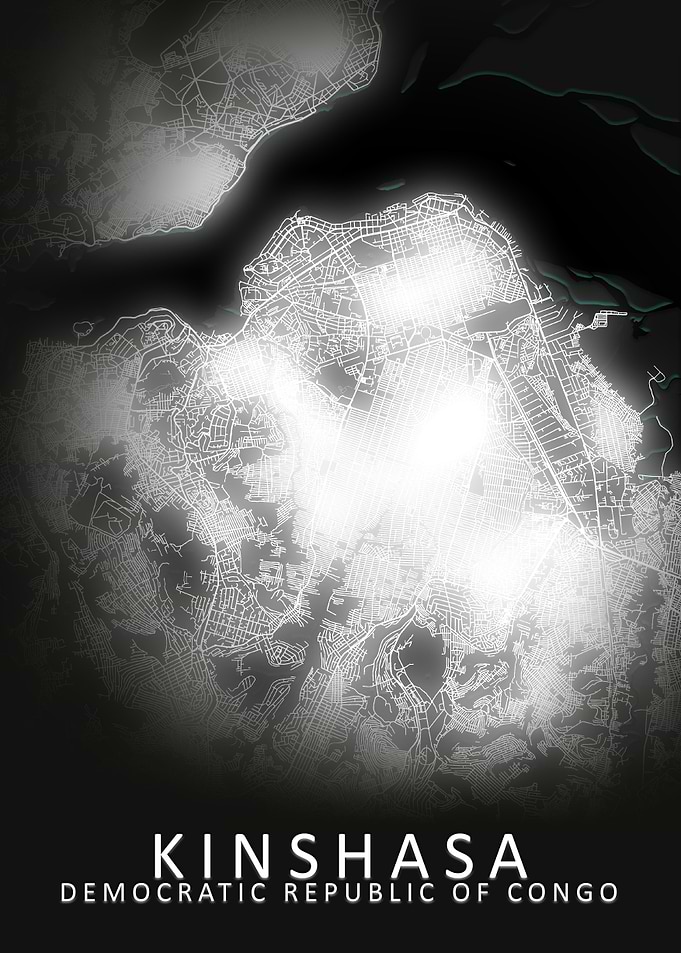 Kinshasa LED Glow City Map