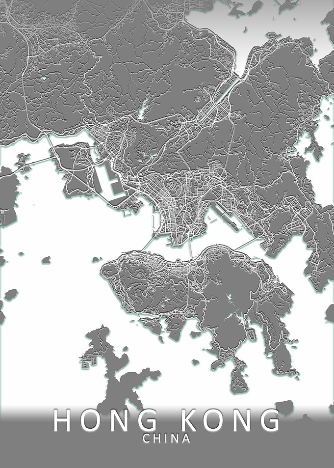 Hong Kong Grey City Map