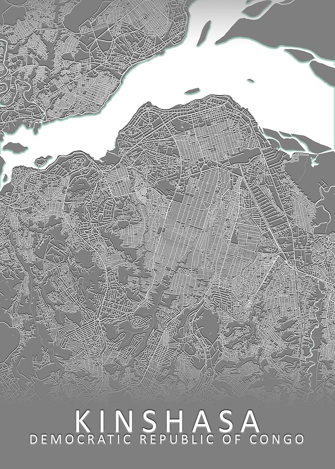 Kinshasa Grey City Map