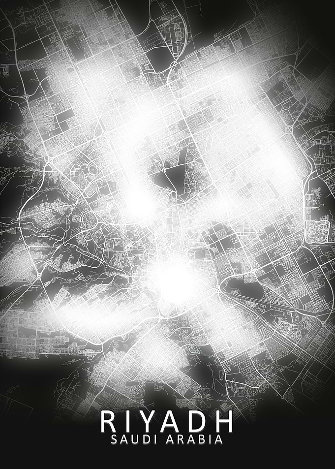 Riyadh LED Glow City Map