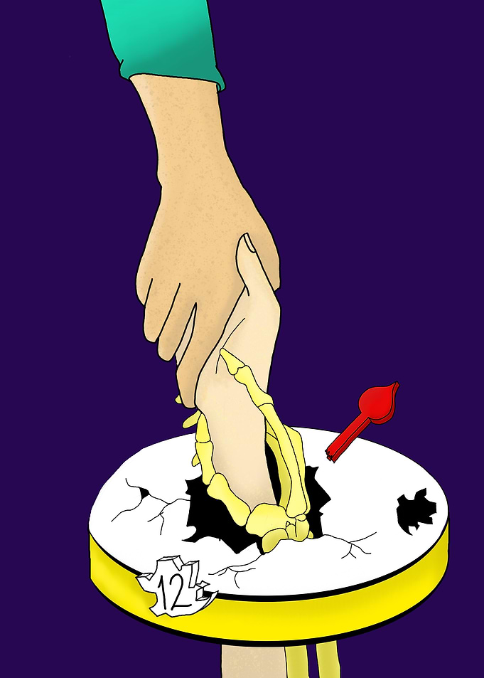 Hands through dead