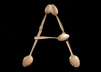 Letter A with spoons