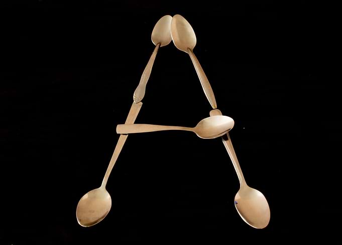 Letter A with spoons