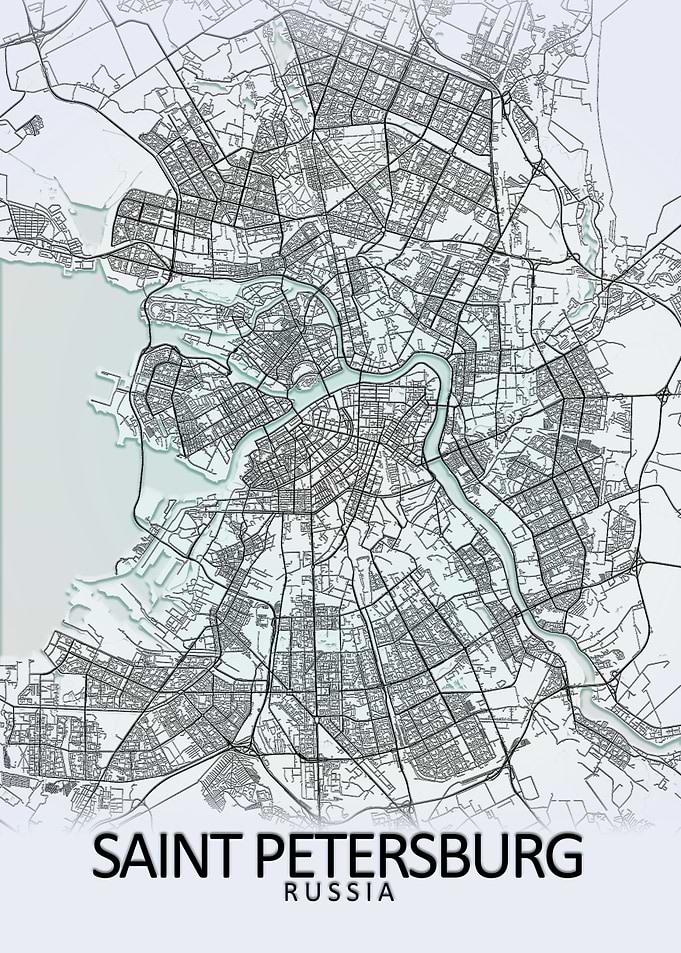 Saint Petersburg White Map