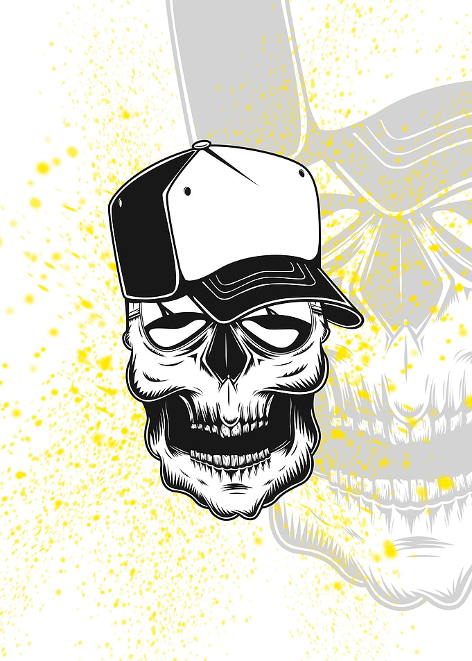 Black and white Skull