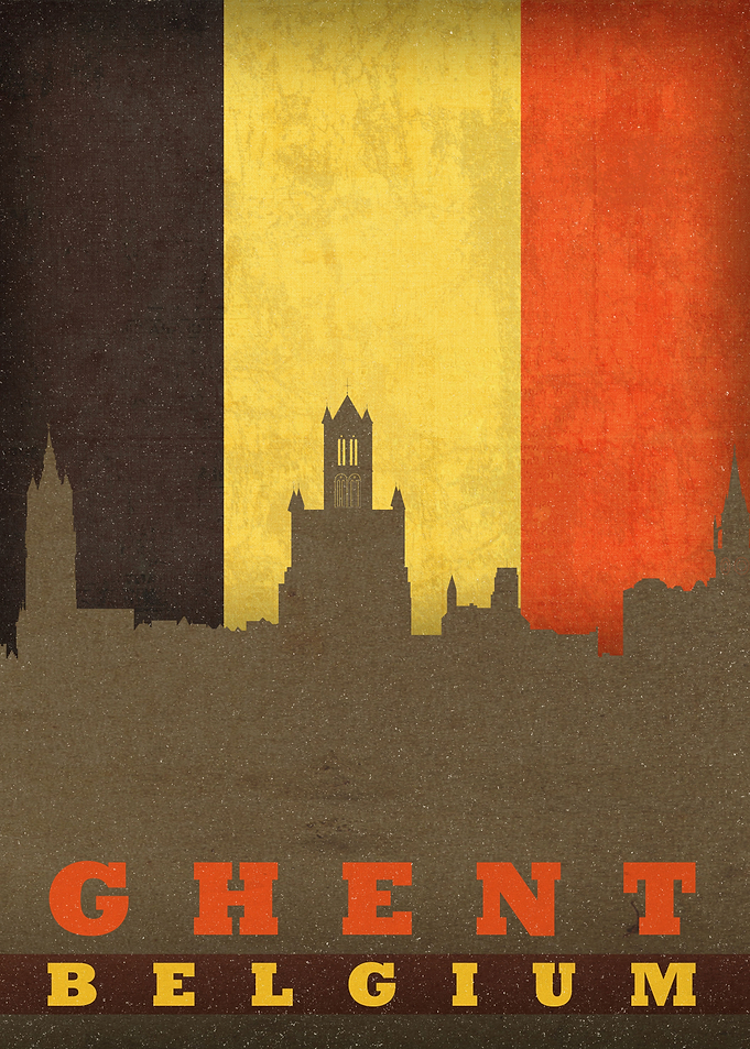 Ghent City Skyline Flag