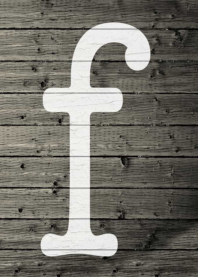 Letter F on Barn Wood